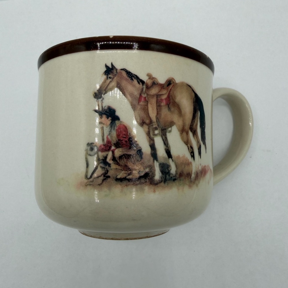 Montana Lifestyles Cowboy Reflections Coffee Mug Tea Handle Vintage Horse Rustic